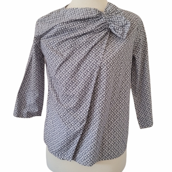 COS - Black & White High Collar Wrap Blouse - Picture 2 of 6